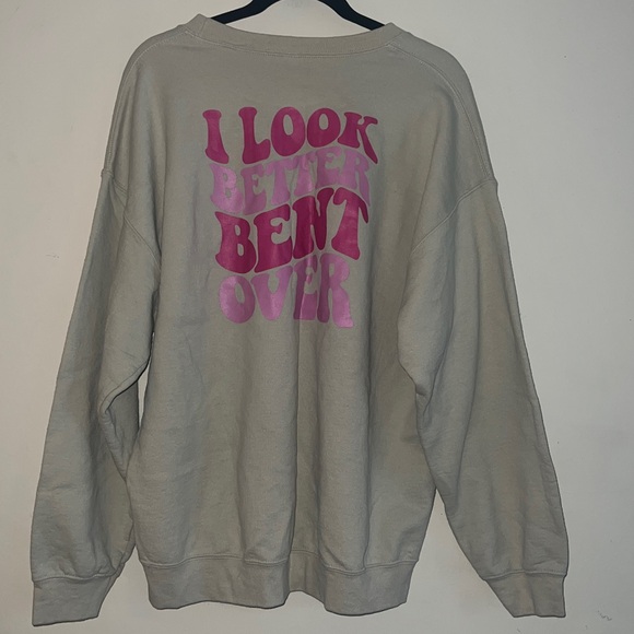 Gray Sweatshirt with Pink Heart Graphic I Look Better Bent Over Etsy medium - Picture 5 of 5